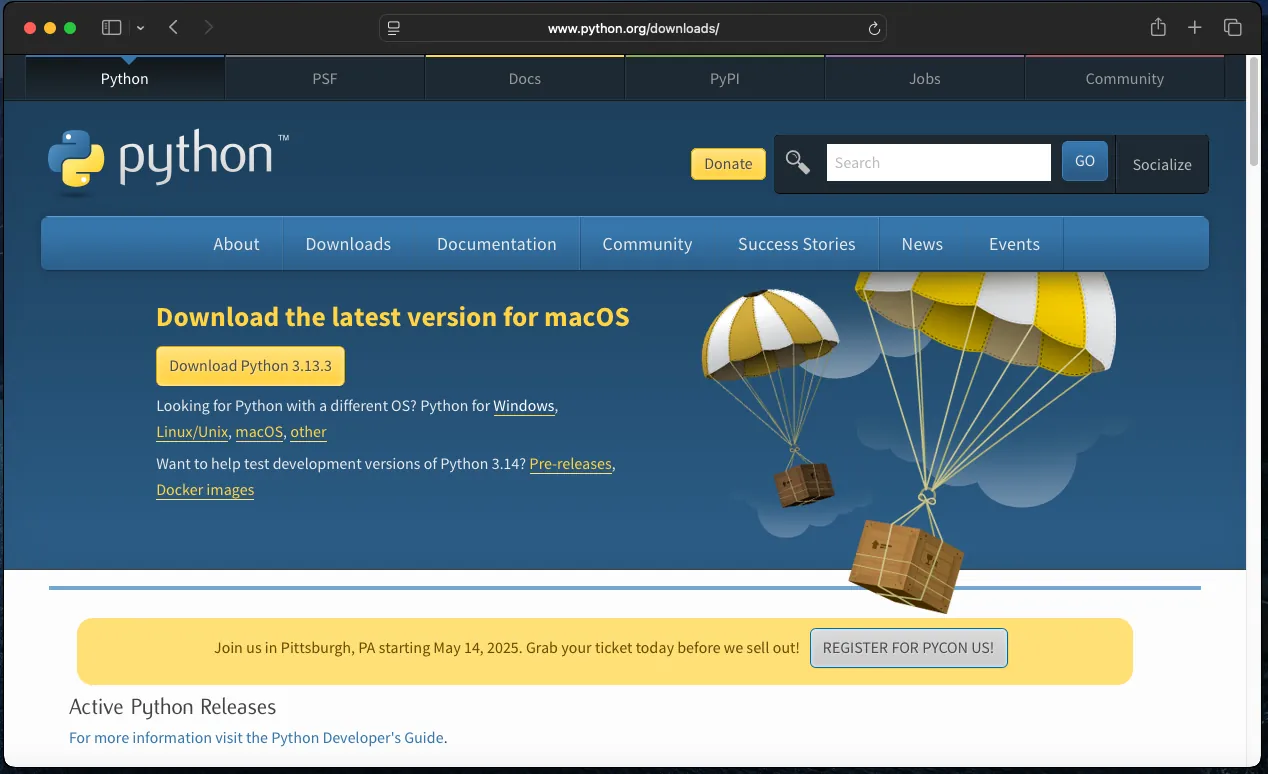 Python download page